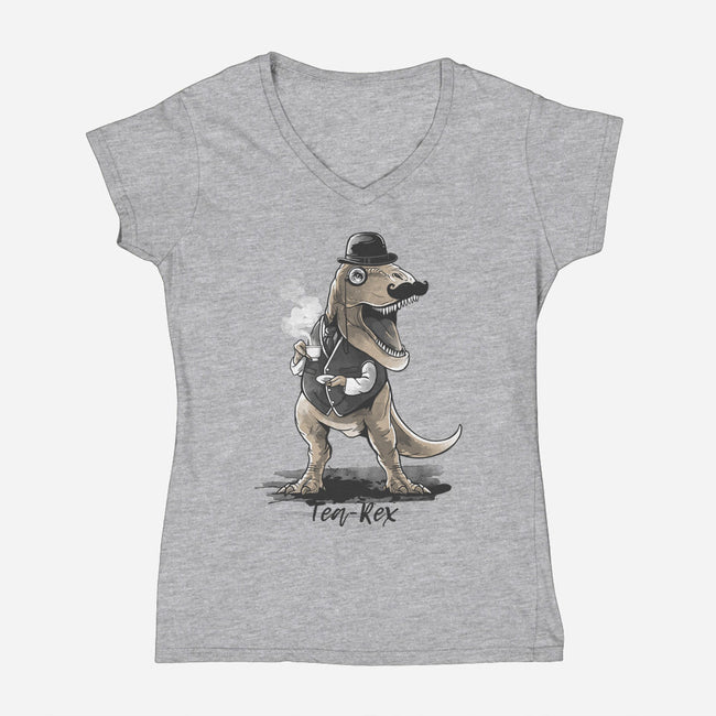 English Tea Rex-womens v-neck tee-NemiMakeit
