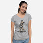 English Tea Rex-womens v-neck tee-NemiMakeit