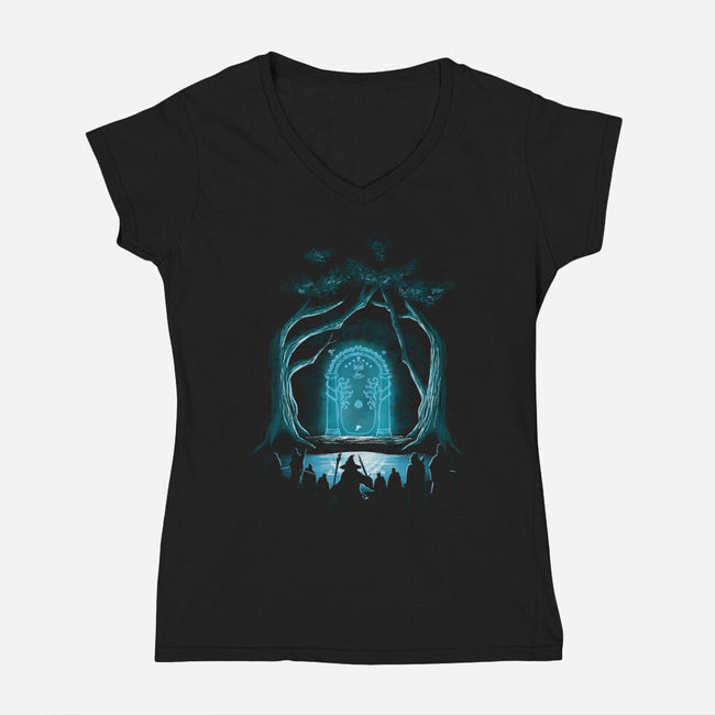 Doors Of Durin-womens v-neck tee-jacnicolauart
