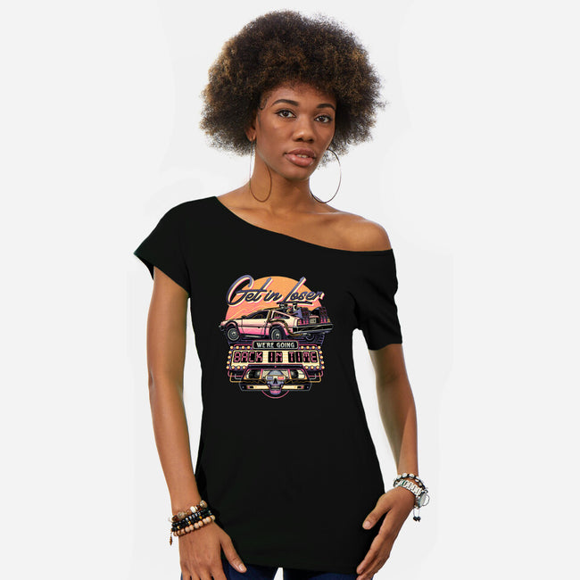 Get In We're Going Back In Time-womens off shoulder tee-momma_gorilla