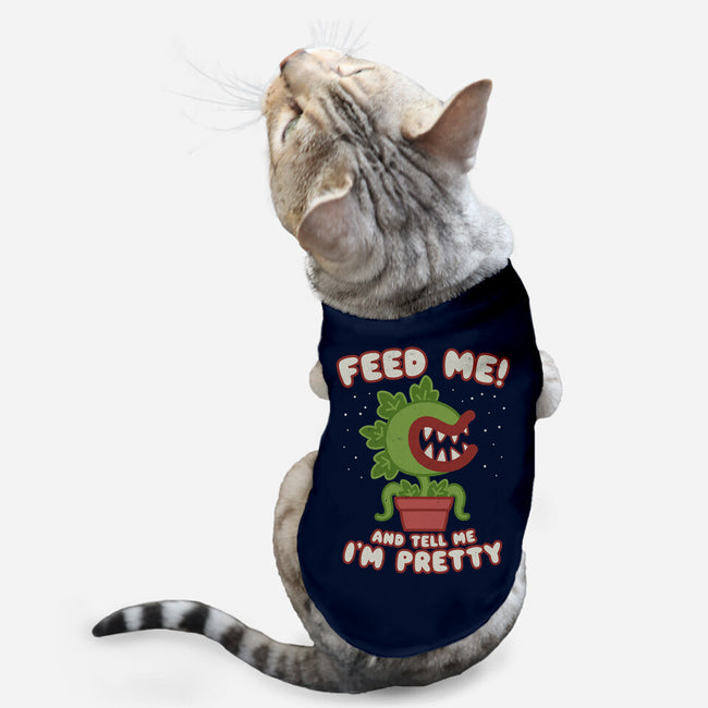 Feed Me! And Tell Me I'm Pretty-cat basic pet tank-Weird & Punderful