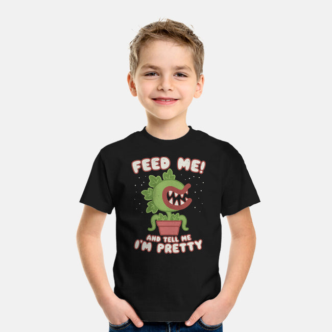 Feed Me! And Tell Me I'm Pretty-youth basic tee-Weird & Punderful