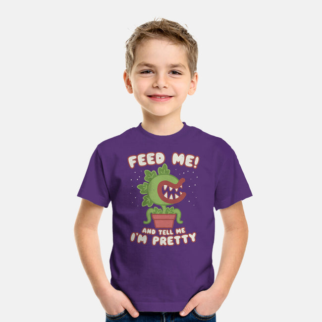 Feed Me! And Tell Me I'm Pretty-youth basic tee-Weird & Punderful