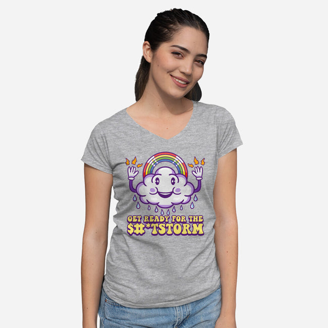 Prepare For The Storm-womens v-neck tee-Nickbeta Designs