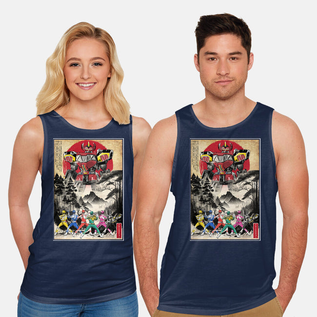 Rangers In Japan Woodblock-unisex basic tank-DrMonekers