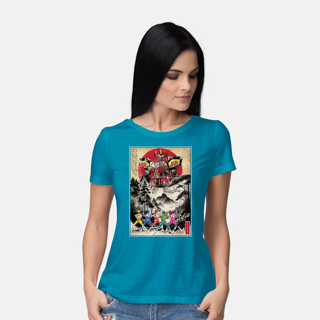 Rangers In Japan Woodblock-womens basic tee-DrMonekers
