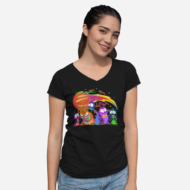 Nerdluck Galaxy-womens v-neck tee-Millersshoryotombo