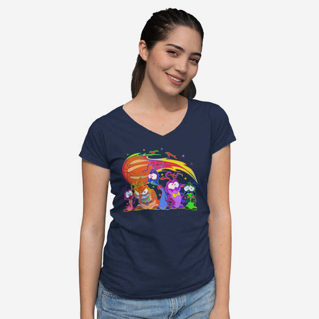 Nerdluck Galaxy-womens v-neck tee-Millersshoryotombo