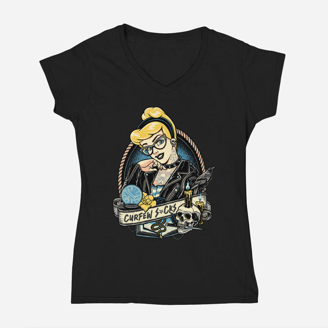 Curfew Sucks-womens v-neck tee-momma_gorilla