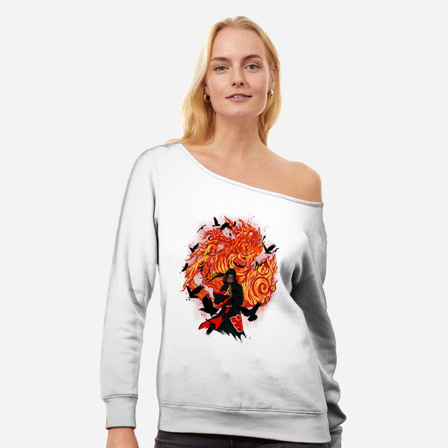 Uchiha Sacrifice-womens off shoulder sweatshirt-Ionfox