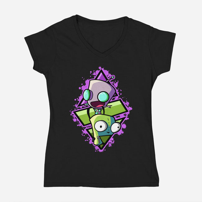 Double Personality-womens v-neck tee-nickzzarto