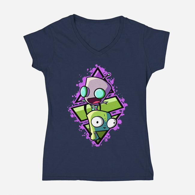 Double Personality-womens v-neck tee-nickzzarto