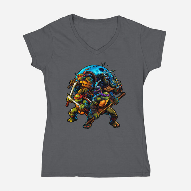 Classic Ninjas-womens v-neck tee-Art_Of_One