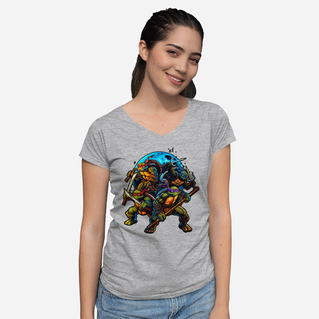 Classic Ninjas-womens v-neck tee-Art_Of_One