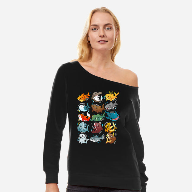 Sharks-womens off shoulder sweatshirt-Vallina84