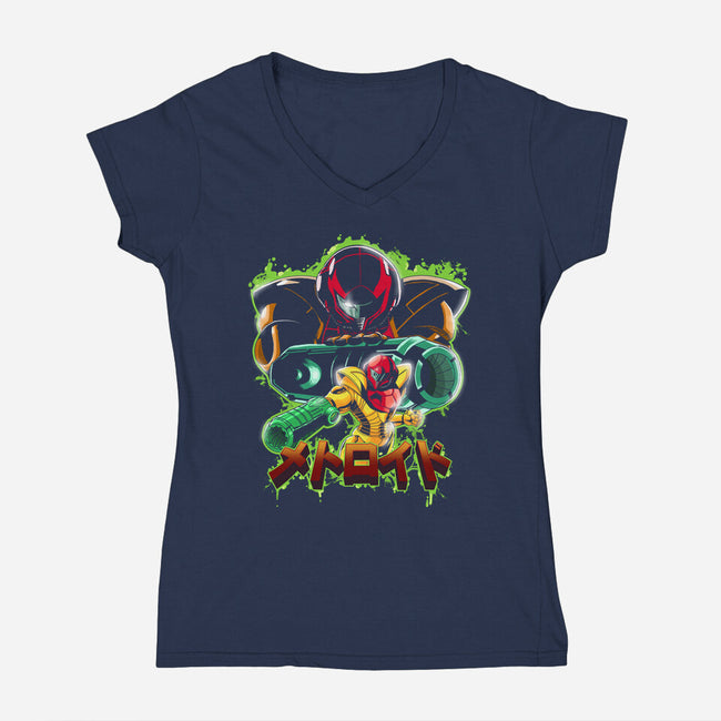 Duel Between Ladies-womens v-neck tee-Diego Oliver