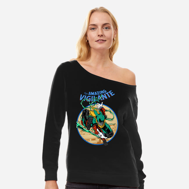 The Amazing Vigilante-womens off shoulder sweatshirt-joerawks