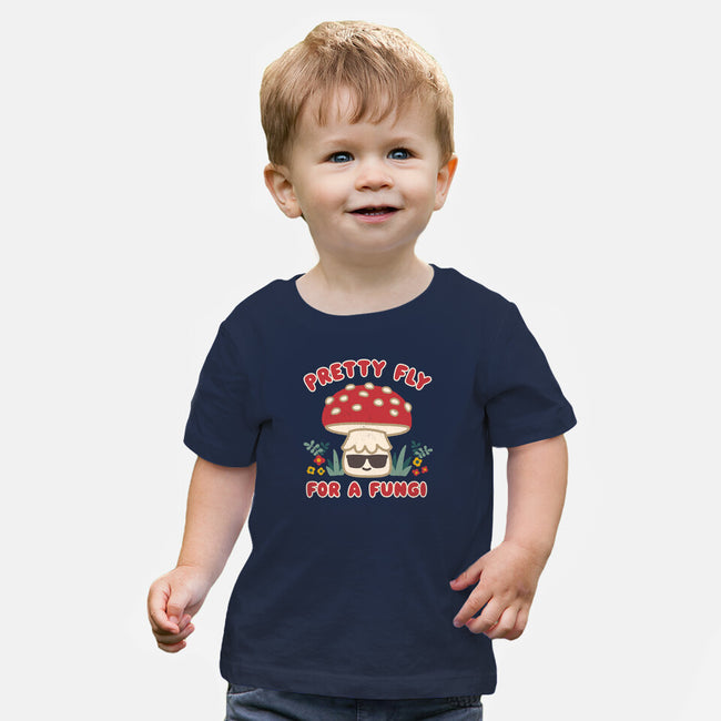 Pretty Fly For A Fungi-baby basic tee-Weird & Punderful