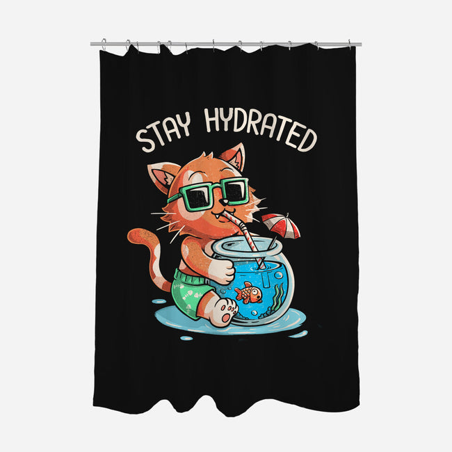 Stay Hydrated Cat-none polyester shower curtain-tobefonseca