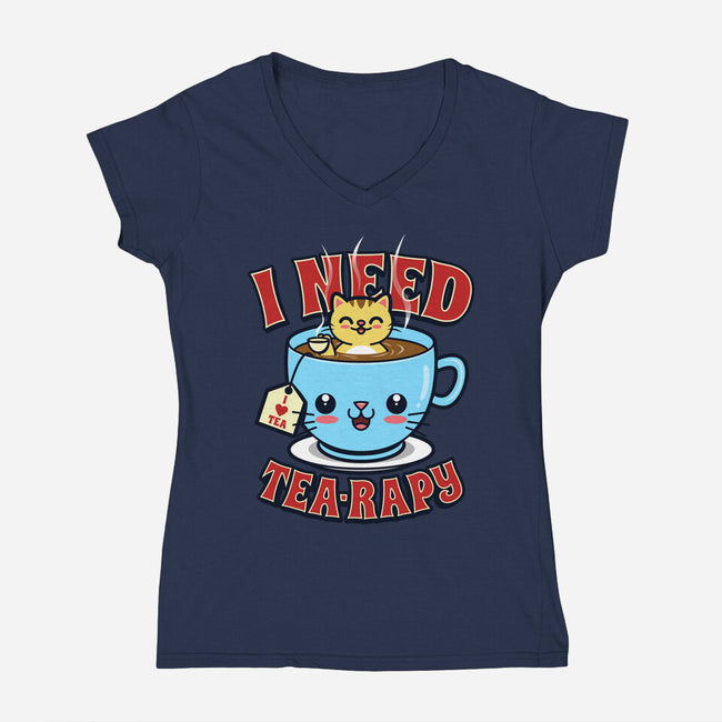 I Need Tea-rapy-womens v-neck tee-Boggs Nicolas