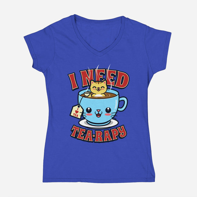 I Need Tea-rapy-womens v-neck tee-Boggs Nicolas