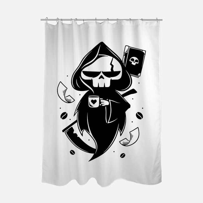 Paperwork And Coffee-none polyester shower curtain-Alundrart