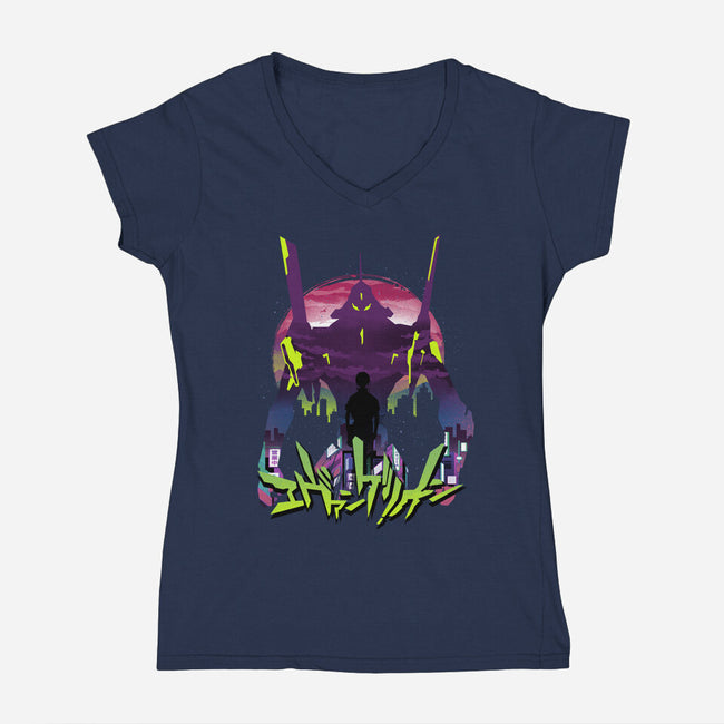 An Eva Sunset-womens v-neck tee-dandingeroz