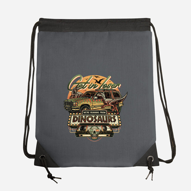 Running From Dinosaurs-none drawstring bag-momma_gorilla