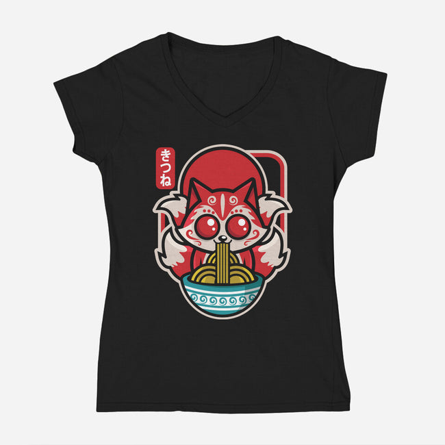 Kute Kitsune-womens v-neck tee-jrberger