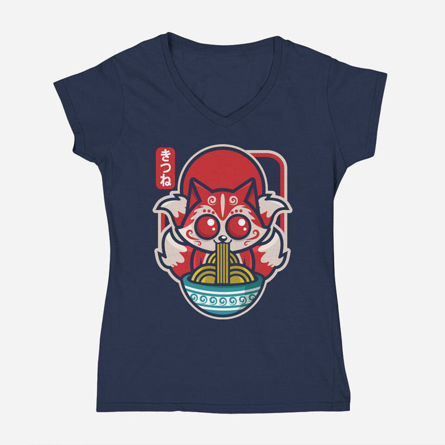 Kute Kitsune-womens v-neck tee-jrberger