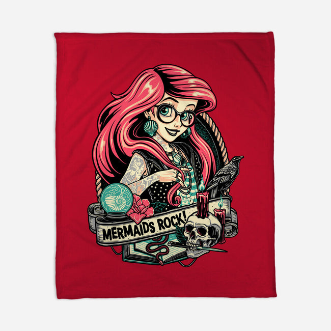 Mermaids Rock-none fleece blanket-momma_gorilla