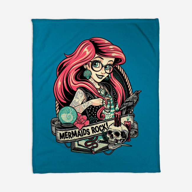 Mermaids Rock-none fleece blanket-momma_gorilla