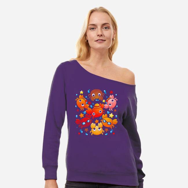 Crabs-womens off shoulder sweatshirt-Vallina84