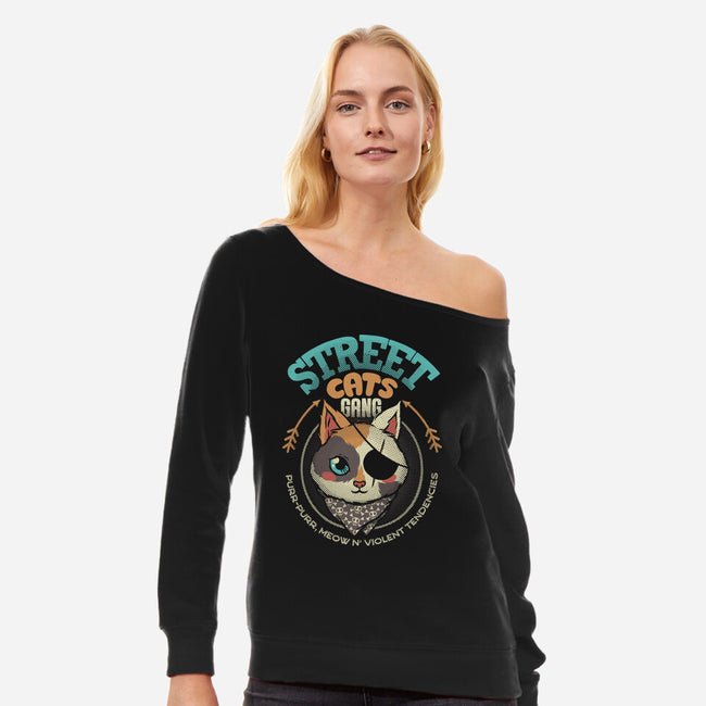 Street Cats Gang-womens off shoulder sweatshirt-tobefonseca