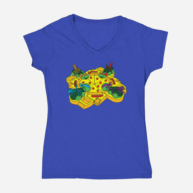 Hungry Hungry Turtles-womens v-neck tee-dalethesk8er