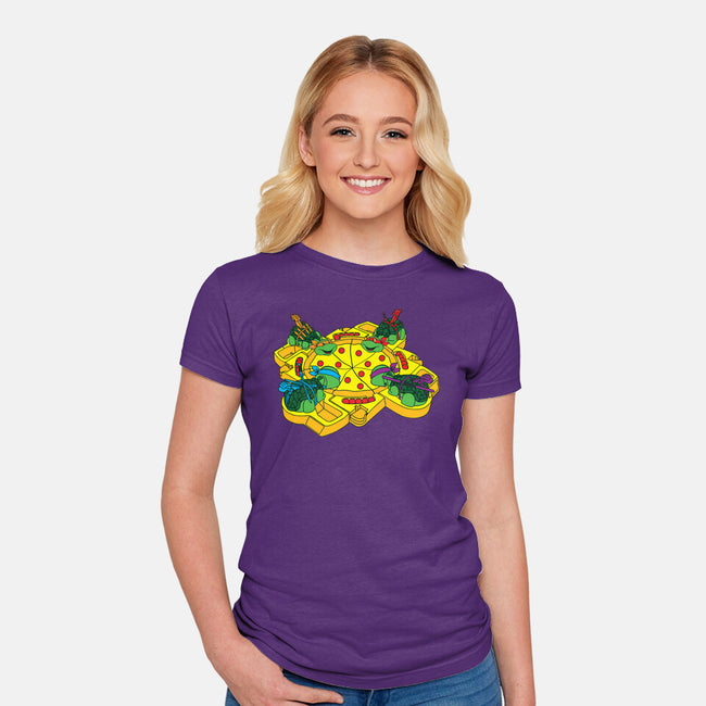 Hungry Hungry Turtles-womens fitted tee-dalethesk8er