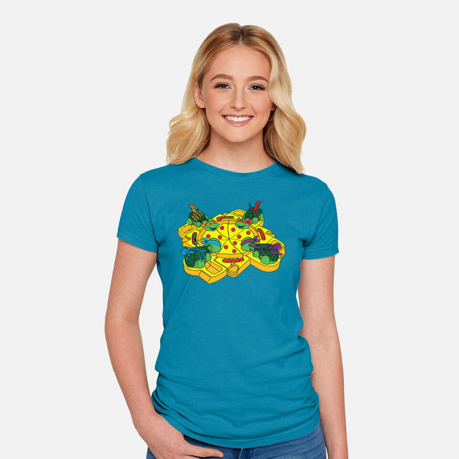 Hungry Hungry Turtles-womens fitted tee-dalethesk8er