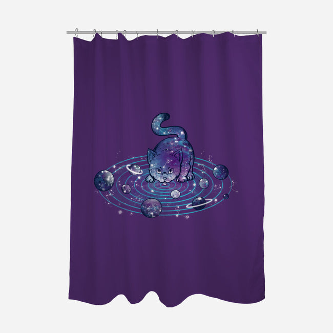 Universe Cat Solar System-none polyester shower curtain-tobefonseca