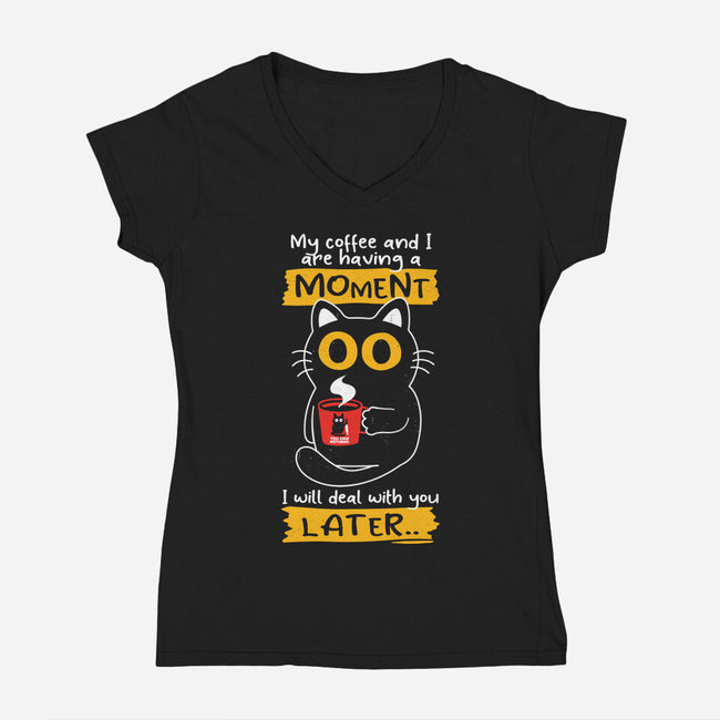 Coffee Moment-womens v-neck tee-Xentee