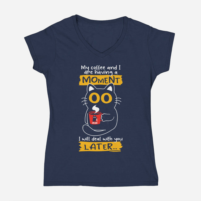 Coffee Moment-womens v-neck tee-Xentee
