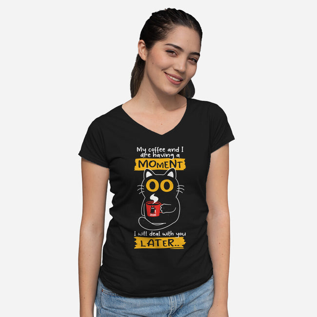 Coffee Moment-womens v-neck tee-Xentee
