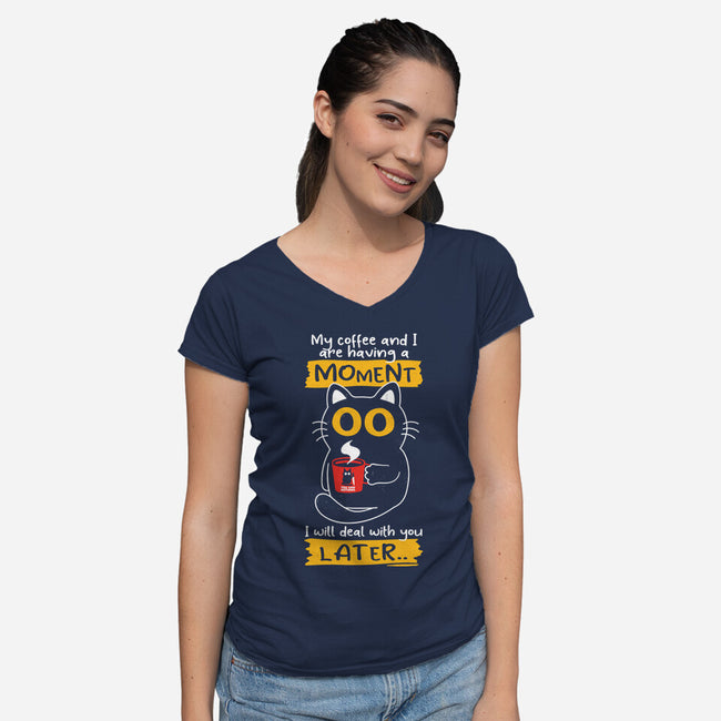Coffee Moment-womens v-neck tee-Xentee