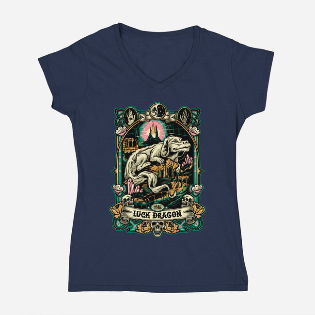 The Luck Dragon-womens v-neck tee-momma_gorilla