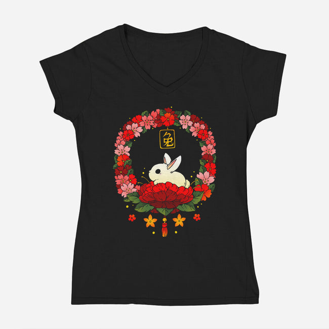 Rabbit Nature-womens v-neck tee-Vallina84
