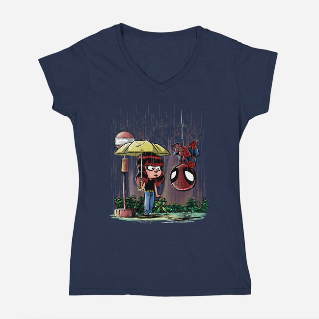 My Neighbor Spidey-womens v-neck tee-zascanauta