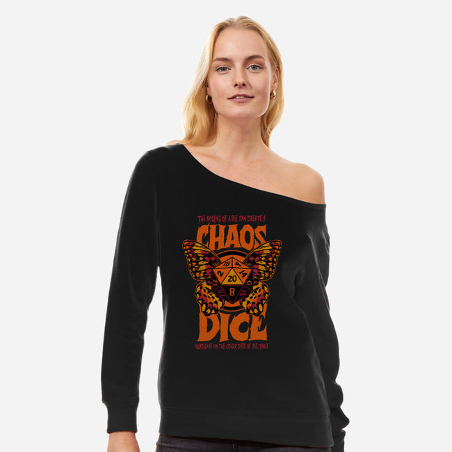 Chaos Dice-womens off shoulder sweatshirt-Studio Mootant