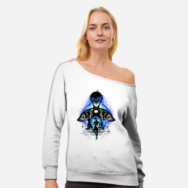 Ace Player Of Blue Lock-womens off shoulder sweatshirt-hypertwenty
