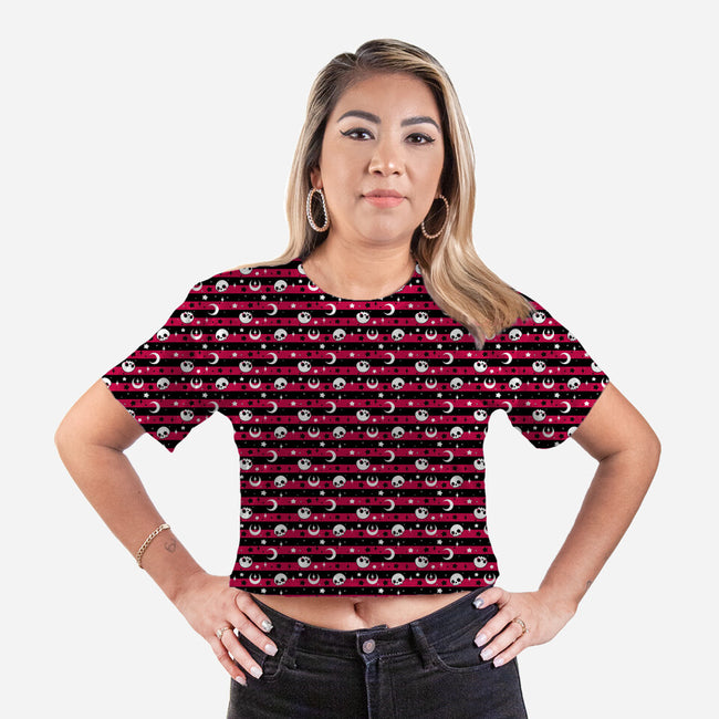 Sweet Pink Skull-womens all over print cropped tee-Snouleaf