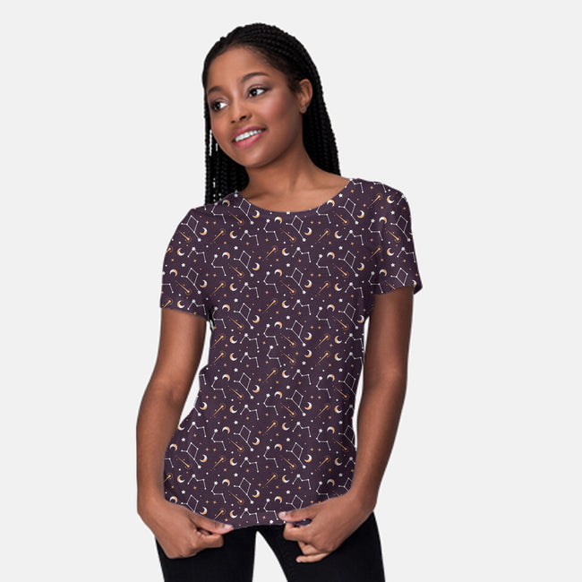 Golden Constellation Map-womens all over print crew neck tee-Snouleaf