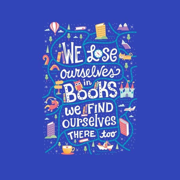 We Lose Ourselves in Books-mens basic tee-risarodil